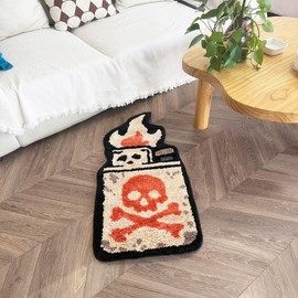 Yellow Lighter Don't Smoke Flocking Rug Living Room Carpet Bathmat Bedside Rug Soft Bedroom Floor Pad Aesthetic Home Decor (27.6X22.4 inch) (Brown)