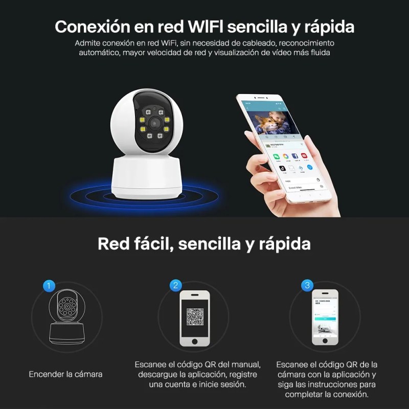 Cámara Seguridad 5mp*355°wifi Hd Led Monitoreo Llamadas Voz