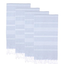 PADISHAHHOME Turkish Beach Towels, Pack of 4 | Oversized, Quick Dry, Sand Free | 100% Cotton, Large 38x71 Towels for Beach, Pool, Travel | Ultra-Soft, Compact, and Absorbent | Baby Blue