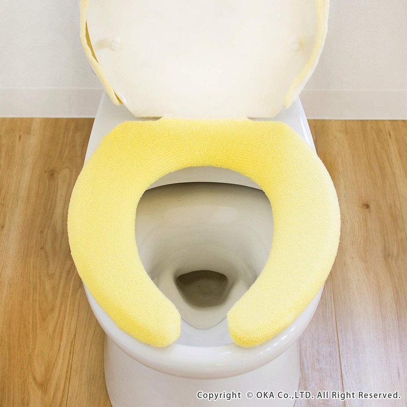 OKA Daisy Marche U-Shaped Toilet Seat Cover, Yellow, Antibacterial, Odor