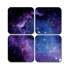 4 x Square Nebula Coasters - Star Solar System Space Purple Sky Night Set Theme Gift #78451