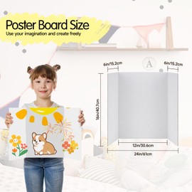 EARTHSON 8 Pack Trifold Presentation Board, 24" x 16" Portable Poster Board, White Corrugated Display Board for School, Business Projects, Event Displays, Science Fairs