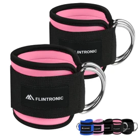 flintronic Foot Loops, Cable Pull with D-Rings, Foot Straps for Fitness Training, Foot Cuffs, Cable Pull for Men and Women, Leg Extenders, Ankle Straps for Fitness, Glutes and Leg Training
