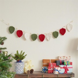 champracer Boho Decorative Macrame Wall Hanging, Handwoven Green Leaves Macrame Tapestry with Wooden Beads, Tapestry Wall Hanging, Boho Wall Decoration, Bedroom, Living Room, Children's Room (Green)