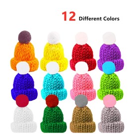 48 Pcs Mini Knit Hats Christmas Mini Knitting Wool Yarn Hats,Christmas Tree Ornaments, Cute Doll Hat,DIY Hair Accessories Jewelry Making DIY Craft Art,Assorted Color
