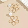 Hollow Flower Pearl Earrings for Women Elegant Dangle Drop Jewelry