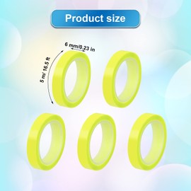 AIEX 5 Rolls Highlighter Tapes, 0.23inch x 16.4ft Colored Transparent Tape Fluorescent Neon Tape Removable Highlighters for Students Teachers Reading Taking Notes at Class Home Office (Yellow)