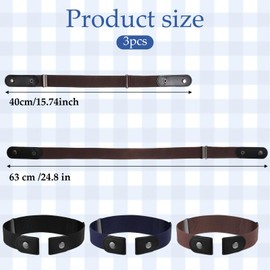 JIYIN 3 PCS No Buckle Stretch Belts for Toddler, 3 Colors Kids Adjustable Elastic Stretch Buckle Free Belts for Girls Boys