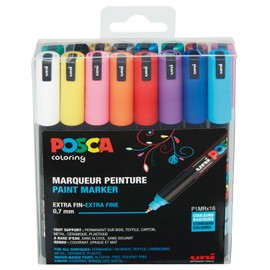 Posca PC1MR/16 Box of 16 Marker Pens Extra-Fine Assorted Colours