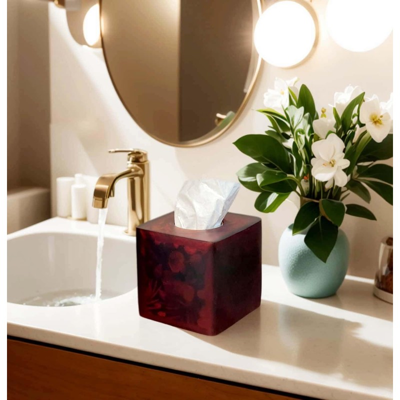 Smooth Tortoiseshell Finish Facial Tissue Box Cover - Brown Resin