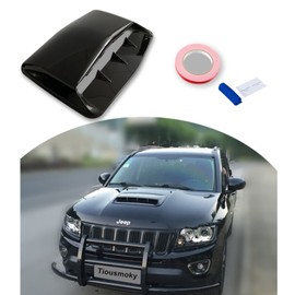 Tiousmoky Hood Scoop Car Hood Vent Universal Air Intake Grille Inlet Trim Decor Cover Turbo Bonnet Vent Cover Accessory (Black)