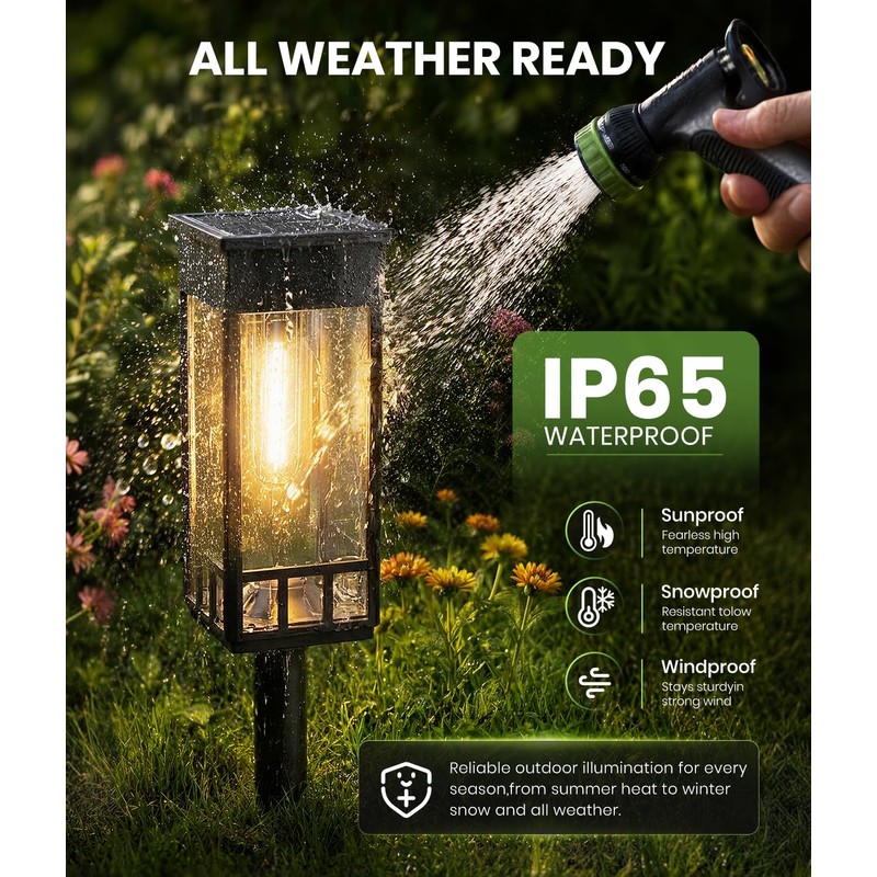 Solar Pathway Lights Outdoor,Bright Solar Lights for Outside, Waterproof Auto