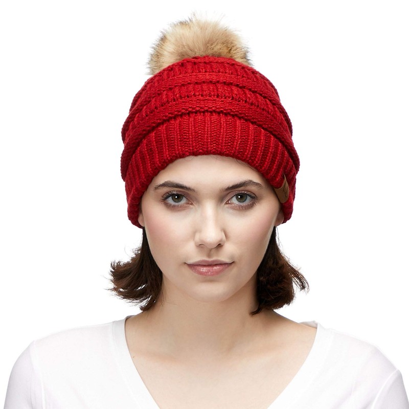 C.C HATSANDSCARF EXCLUSIVENSE UNISEX SOLIDA CRISTA SANEIE CON POM (HAT-43)
