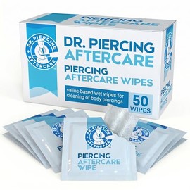 Toallitas para el cuidado posterior de perforaciones del Dr. Piercing: solución salina para el cuidado posterior de perforaciones; limpiador de perfor