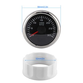 52 mm Tachometer with 3000 RPM LCD Display Tachometer with Hour Meter for Car Motorcycle Mechanical Engineering Outboard Motor Anti-Glare Anti-Fog IP67 Protection