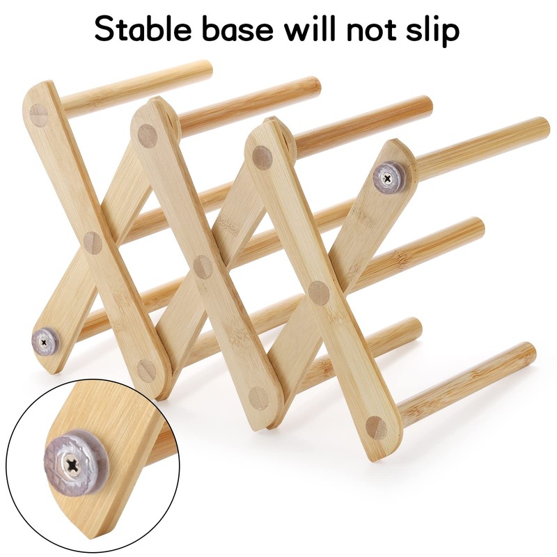 Lawei 2 Pack Bamboo Bottle Drying Rack, Retractable Bottle Cup