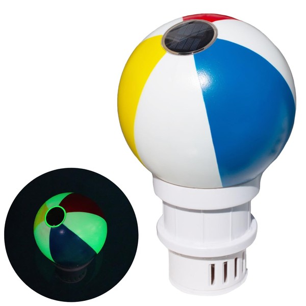 Blue Mano Beach Ball Solar Light up Chlorine Dispenser for