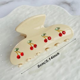 AIMALL 4pcs 3.14" Cherry Pattern Hair Claw Clips for Girls, Acetic Acid Shark Clips, Cute Back Head Hairpins, Durable Hair Accessories for Styling