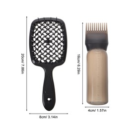 PACKOVE Detangling Hair Brush with Hollow Design Quick-dry Wide Tooth Comb for Straight Curly and Wet Hair Scalp Massage for Men Women and Boy Girl Includes Dry Cleaning Bottle