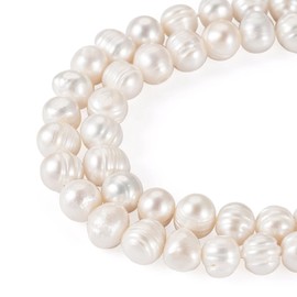 Bestewelry 2 Strands Natural Freshwater Pearl Bead Seashell White Pearl Beads Potato Shape Pearls Beads for Summer Hawaii Bracelet Necklace Earring Ring Jewelry Making