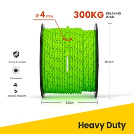 BROTREE Guy Ropes Camping 50 m Tent Cord with 10 x Tensioners 4 mm Reflective Guy Ropes with Rope Tensioner for Tent, Camping, Awning, Awning (Neon Green)