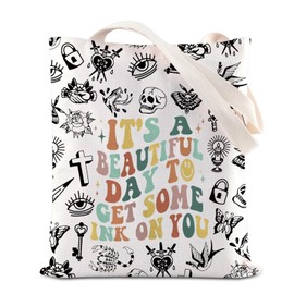 ENSIANTH Tattoo Artist Tote Bag Tattoo Lover Gift Tattooist Gift Get Some Ink Tote Bag Tattooer gift Tatted Ink Artist Gift, White, 13.38 inches x 1.5 inches x 15.35 inches, Some Ink Bag