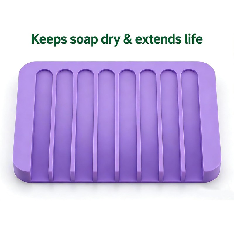 4PCS Self Draining Soap Holder Rack, Advanced Silicone Soap Dish