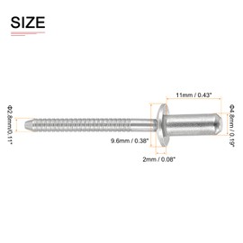 DTGN 4.8mm x 11mm (DxL) Blind Rivets 50pcs Mechanical Connection 304 Stainless Steel Dome Closed End Rivets