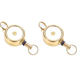 2Pcs Gold Badge Holder, Zinc Alloy Carabiner Badge Reel Retractable ID Card Reel Badge Holder Keychain Repeatedly Small in Size,Identification Badges and Supplies Identification Badges and Supplies