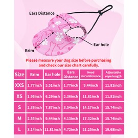 PET SHOW Dog Baseball Cap Paw Print Dog Visors for Medium Large Dogs Waterproof Pet Sun Hats with Ear Holes Adjustable Drawstring Girl Puppy Hat -Pink/L