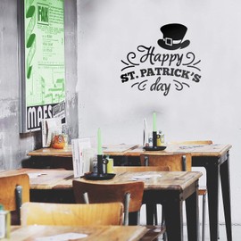 St Patrick’s Day Vinyl Wall Art Decal - Happy St Patrick’s Day - 20" x 23" - St Patty’s Holiday Home Living Room Bedroom Sticker - Indoor Outdoor Office Workplace Apartment Decor (20" x 23"; Black)