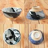 Minoru Touki White Wave Whale Blue Ceramic Rice Bowl Small