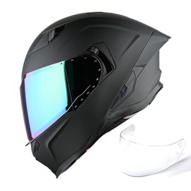 1Storm Motorcycle Full Face Helmet for Adults Men and Women Street Bike Racing Helmet DOT Approved with one Extra Clear Shield: KT828 Matt Black