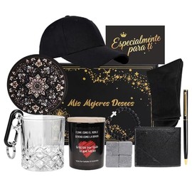 Set de 11 artículos para regalar a un hombre en su cumpleaños; Regalos para el Día del Padre; Regalos de agradecimiento; Regalos para la jubilación de un hombre; Cestas de regalo creativas para papá, el marido o el novio(Negro)