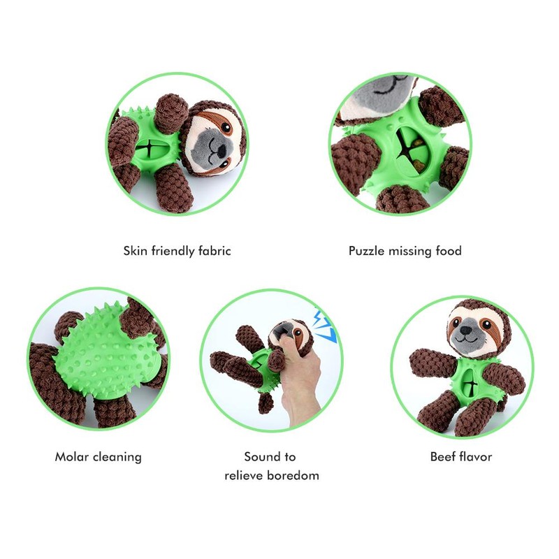 Plush Dog Toys Interactive Dog Puzzle Toys Cute Sloth Teething