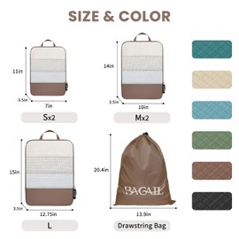 BAGAIL 4 Set/6 Set Ultralight Compression Packing Cubes Packing Organizer for Travel Accessories Luggage Suitcase Backpack(70D 6Set Mesh Brown)