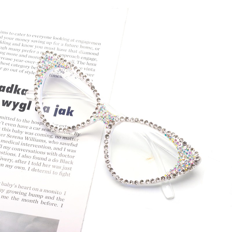 bullabulling Cat Eye Crystal Rhinestone Reading Glasses for Women Sparkling