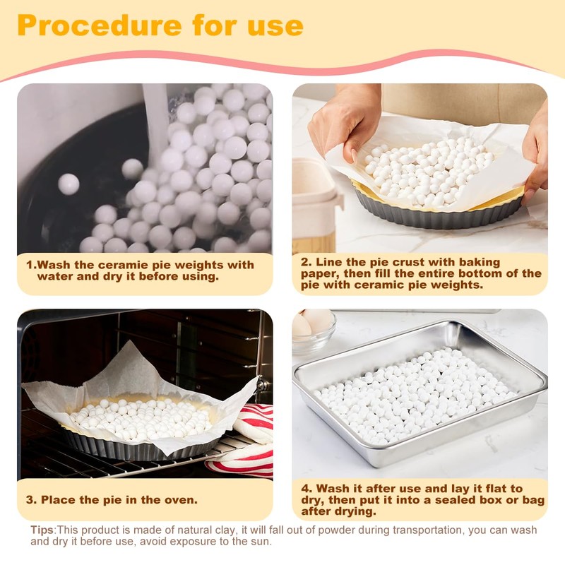 SULUOTE Ceramic Pie Weights-Reusable Natural Ceramic Stoneware for Baking Blind