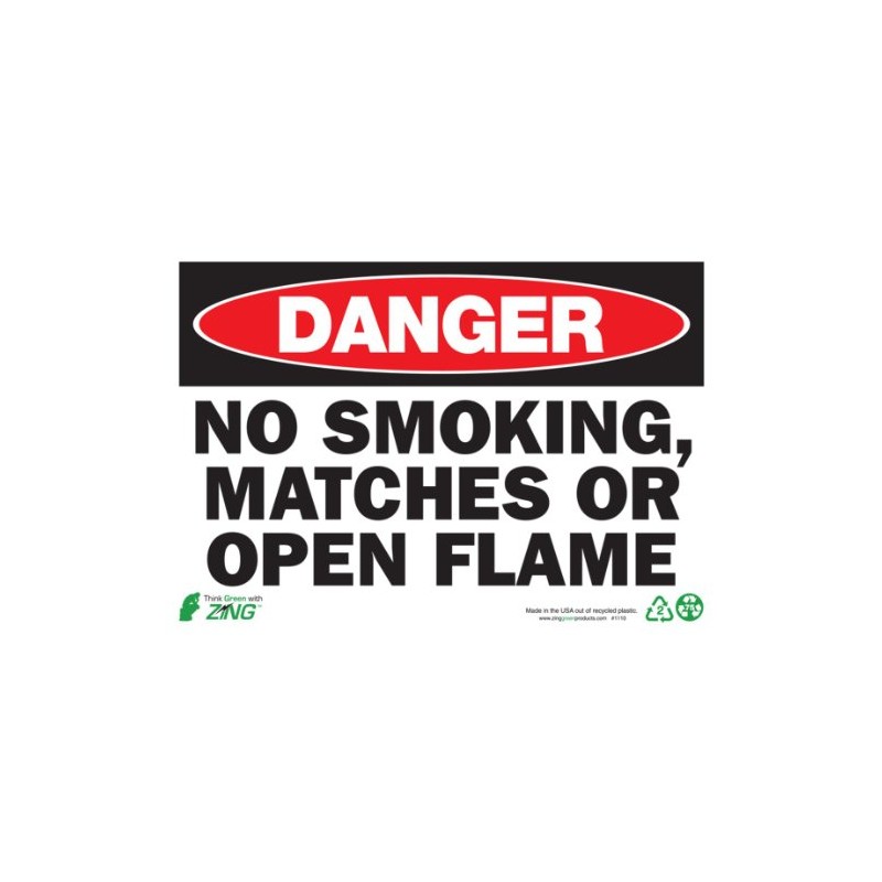 Zing Green Products 1110A Recycled Aluminum "Danger No Smoking, Matches