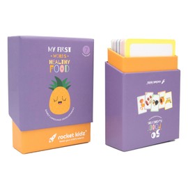 Rocket Kidz - My First Words Food - 50 Cards Development Toy for Children and Babies [Picture Dictionary in 7 Languages] [Methods Montessori and Doman]