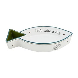 Mud Pie Lake Fish Chip and Dip, 7 1/2" x 13 3/4", WHITE