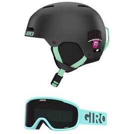 Giro Ledge Combo Pack Ski Helmet - Snowboarding Helmet with Matching Goggles Matte Black Split Fountain Mountain M (55.5-59cm)