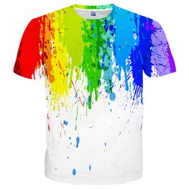 Neemanndy Shirts for Men Rainbow T-Shirts for Women Unisex Short Sleeve 3D Colorful Graphic Tops Tees, Large
