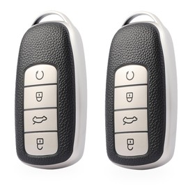 2Pcs TPU Car Key Cover for Chery Omoda 5, Smart Key Fob Case Compatible with Arrizo 5 Tiggo 8 Pro/7 Pro/8 Plus Remote Protector 4 Buttons Car Keys Shell, Silver