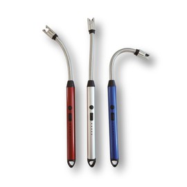 Adventure for You - Electric Rechargeable Lighter with Flexible Long Neck - USB Powered - LED Battery Display - for Candles, Camping and More (Silver)