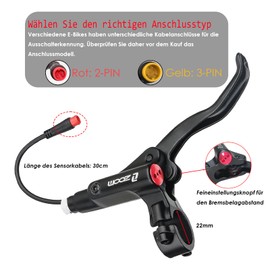 JFOYH Zoom Hydraulic E-Bike Brake Upgrade Kit - 2/3 Pin Plug, Circuit Break Sensor, Pre-Assembled Brake Levers & Calipers with 160mm Brake Discs