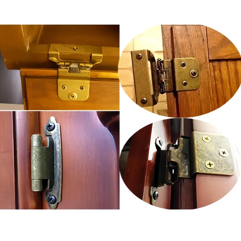 4PCS 70mm Self Close Cabinet Hinges Bronze Semi-Concealed Overlay Cabinet