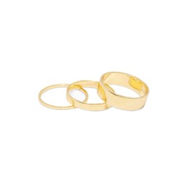 gorjana Women's Rose Ring Set, 18k Gold Plated, Set of 3 Flat High Shine Bands, Size 8
