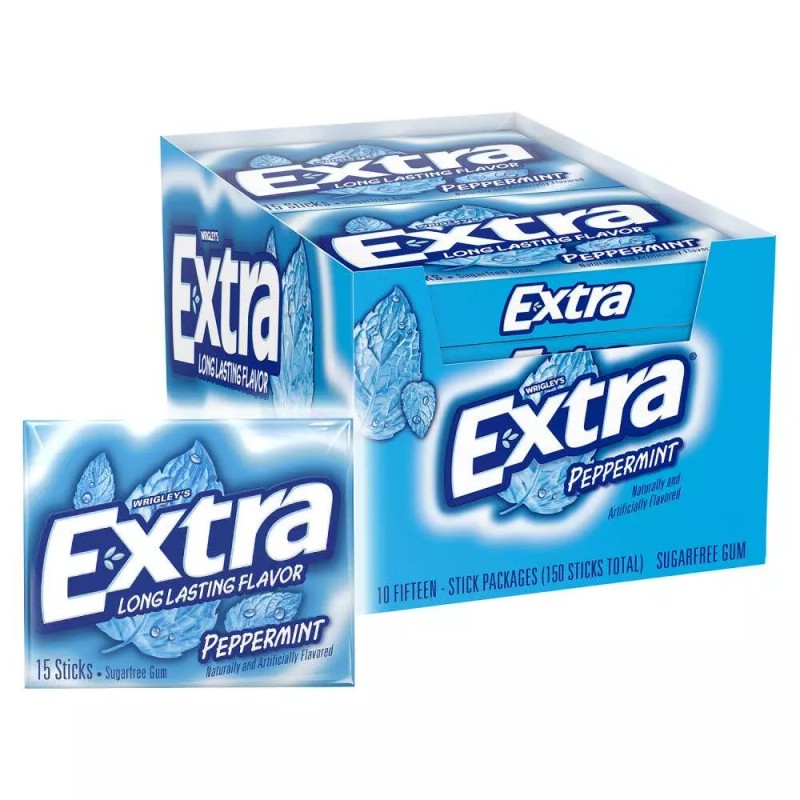 EXTRA Gum Sugarfree Chewing Gum, 15 Pieces (Pack of 10)