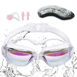 Gafas de natación,Sebami Gafas para Nadar Protección UV antivaho gogles para natacion Gafas de natación Ajustables para Adultos, niños… (Blanco)